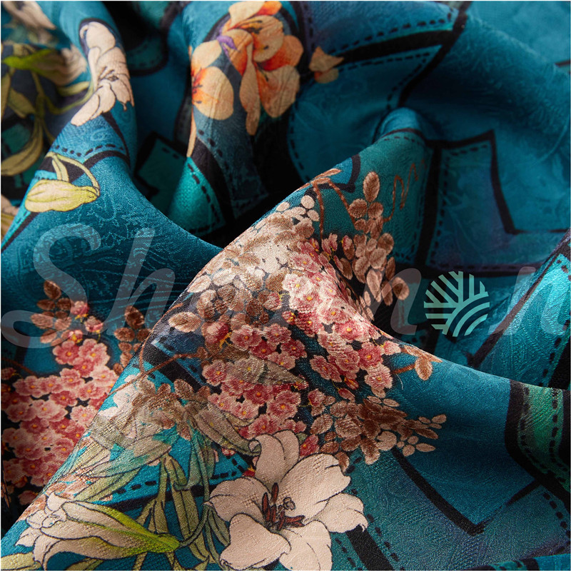 Ekologický 100% hodváb z moruše 19MM žakárová Chinoiserie Silk Fabric